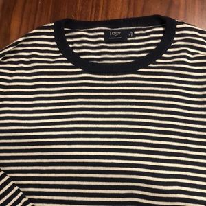 J.Crew Factory Mens Striped Harbor Cotton Wool Blend Crew Sweater
